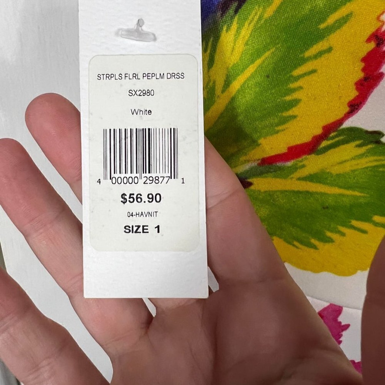 Fashion To Figure Strapless Floral Peplum Dress White Tropical Print Size 1x Nwt — image 7 of 8